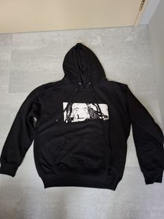 Black Hoodie with Anime Graphic Print