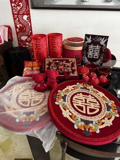 Guo da li/tea ceremony Chinese Wedding Decor Set - Double Happiness Theme