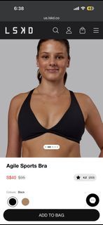 LSKD Agile Sports Bra Black, Size S 