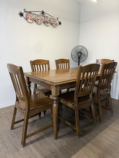 Solid Beechwood 6-Seater Dining Set (Farmhouse Style)