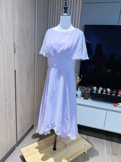 XL Lavender Midi Dress with Flutter Sleeves