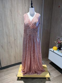 XXXXL Rose Gold Sequin V-Neck Maxi Dress
