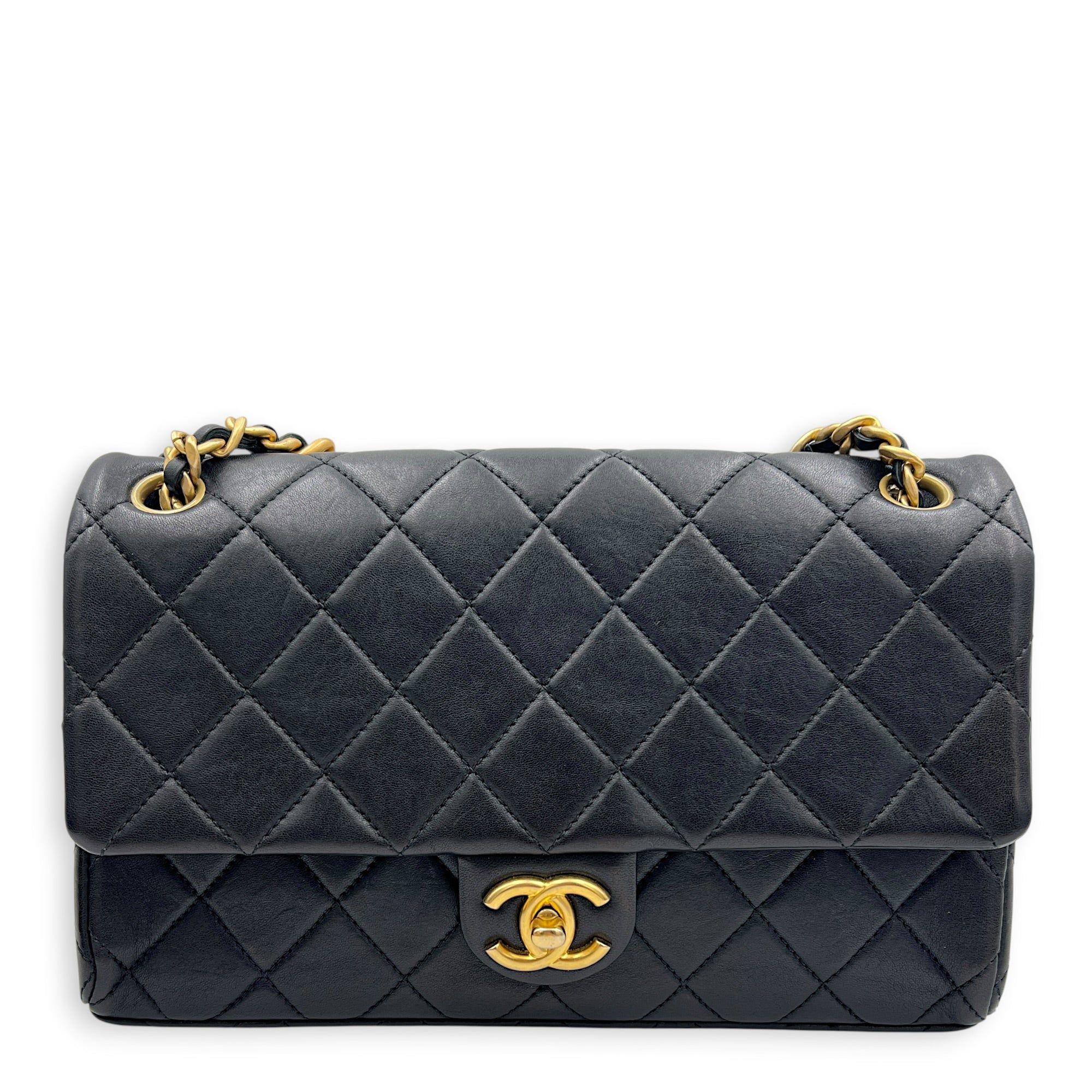 Chanel 23P Seasonal Quilted Flap Black Shoulder Bag in Calfskin, Gold hardware (Category: Bags & Wallets) located in Singapore. Submitted by carousellluxury (Listing ID 1451567294, Image 1). Description: SKU C2606-012412AC Material Calfskin Color Black Hardware Gold Strap Included, non-detachable Dimension (L)25cm x (H)16cm x (W)8cm Accessories Care Card, Original Box, Receipt(s), Series X00PTN79 Circa Est 2023 Microchipped TRUE Condition - Surfa