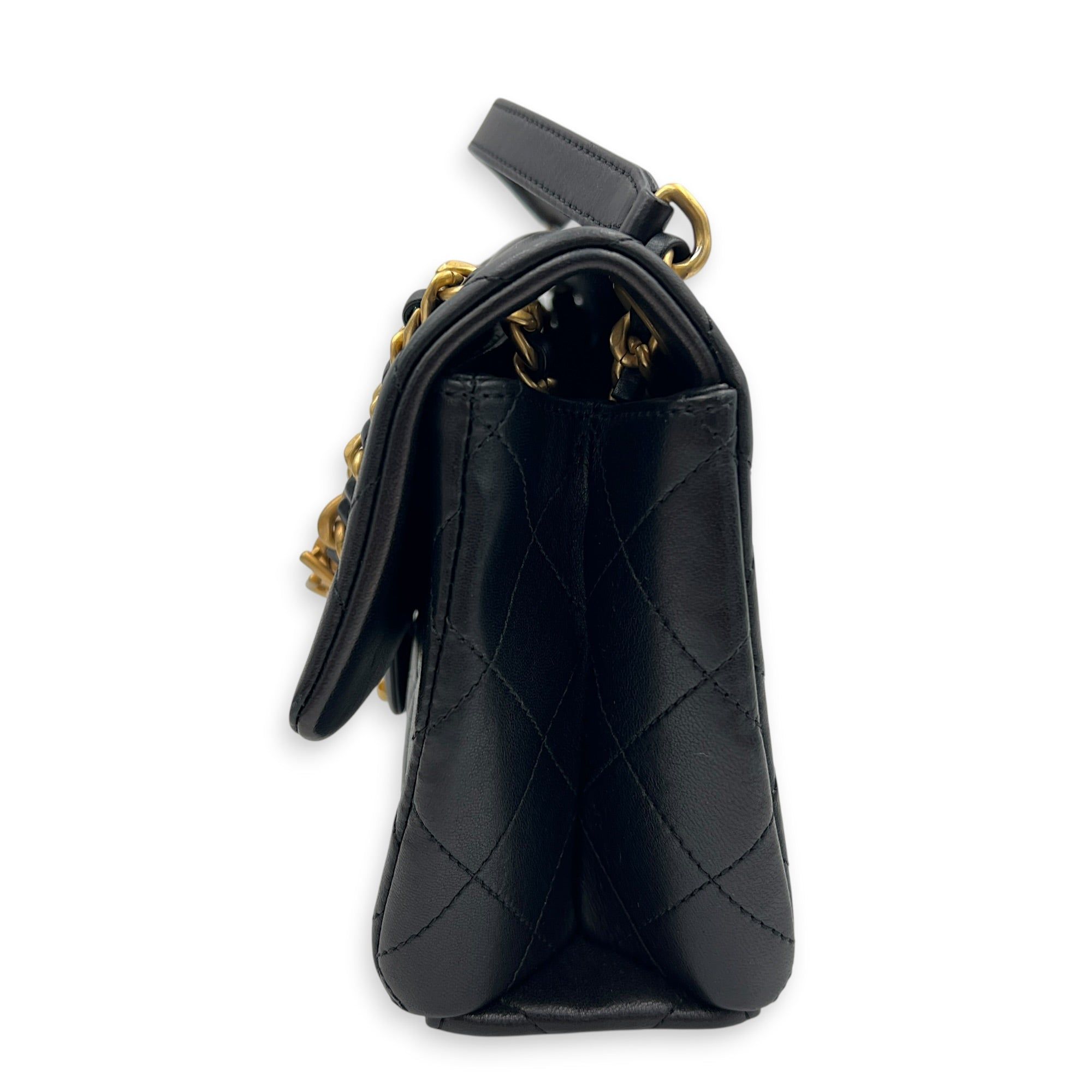 Chanel 23P Seasonal Quilted Flap Black Shoulder Bag in Calfskin, Gold hardware (Category: Bags & Wallets) located in Singapore. Submitted by carousellluxury (Listing ID 1451567294, Image 4). Description: SKU C2606-012412AC Material Calfskin Color Black Hardware Gold Strap Included, non-detachable Dimension (L)25cm x (H)16cm x (W)8cm Accessories Care Card, Original Box, Receipt(s), Series X00PTN79 Circa Est 2023 Microchipped TRUE Condition - Surfa