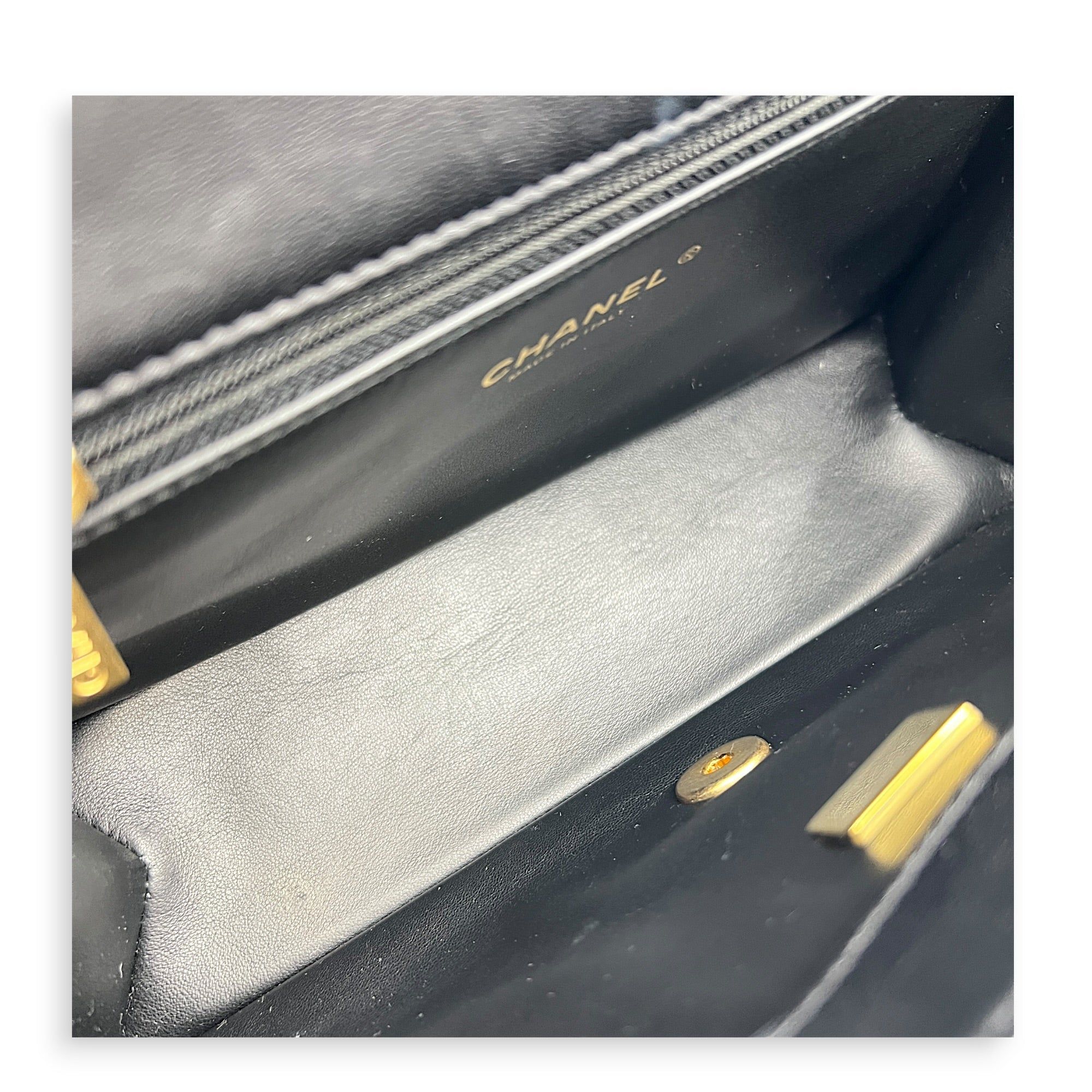 Chanel 23P Seasonal Quilted Flap Black Shoulder Bag in Calfskin, Gold hardware (Category: Bags & Wallets) located in Singapore. Submitted by carousellluxury (Listing ID 1451567294, Image 7). Description: SKU C2606-012412AC Material Calfskin Color Black Hardware Gold Strap Included, non-detachable Dimension (L)25cm x (H)16cm x (W)8cm Accessories Care Card, Original Box, Receipt(s), Series X00PTN79 Circa Est 2023 Microchipped TRUE Condition - Surfa