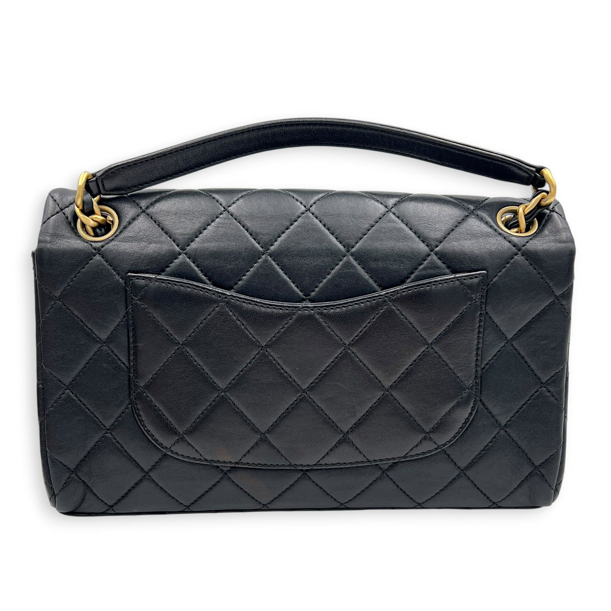 Chanel 23P Seasonal Quilted Flap Black Shoulder Bag in Calfskin, Gold hardware (Category: Bags & Wallets) located in Singapore. Submitted by carousellluxury (Listing ID 1451567294, Image 2). Description: SKU C2606-012412AC Material Calfskin Color Black Hardware Gold Strap Included, non-detachable Dimension (L)25cm x (H)16cm x (W)8cm Accessories Care Card, Original Box, Receipt(s), Series X00PTN79 Circa Est 2023 Microchipped TRUE Condition - Surfa