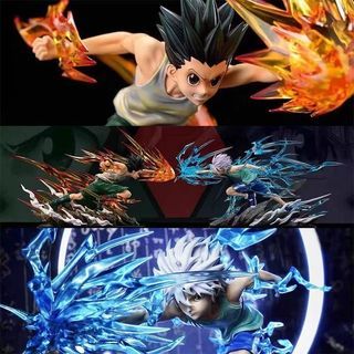 [Free Delivery] Hunter x Hunter Gon & Killua Figure Set – 20cm Fire and Lightning Effect Display Statues
