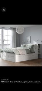 IKEA BRIMNES Bed Frame with Storage and Headboard White