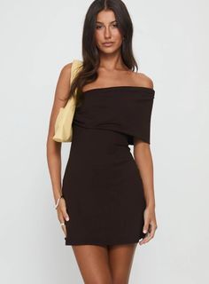 Mini Dress Laurencia One Shoulder Chocolate