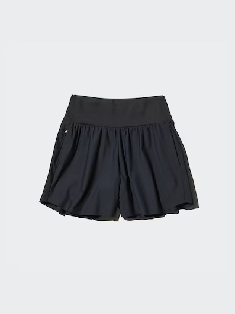 Uniqlo Ultra Stretch AIRism Shorts in Black - Size M (Category: Shorts) located in Singapore. Submitted by vynelle (Listing ID 1452385524, Image 1). Description: - Athletic shorts - High-waisted design - Flowy, skirt-like bottom - Convenient side pockets - Ideal for sports and casual outings - Made with comfortable, breathable material Please refer to the size chart for measurements. 4 pairs available: 2 brown and 2 black. Brown is washed but nev