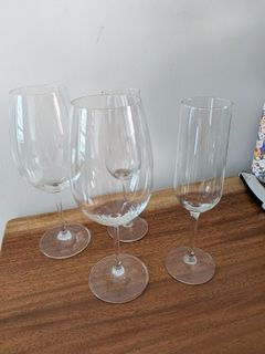 Schott Zwiesel Ivento Bordeaux Red Wine Glasses, IKEA Champagne Flutes, Spiegelau Digestif Glasses
