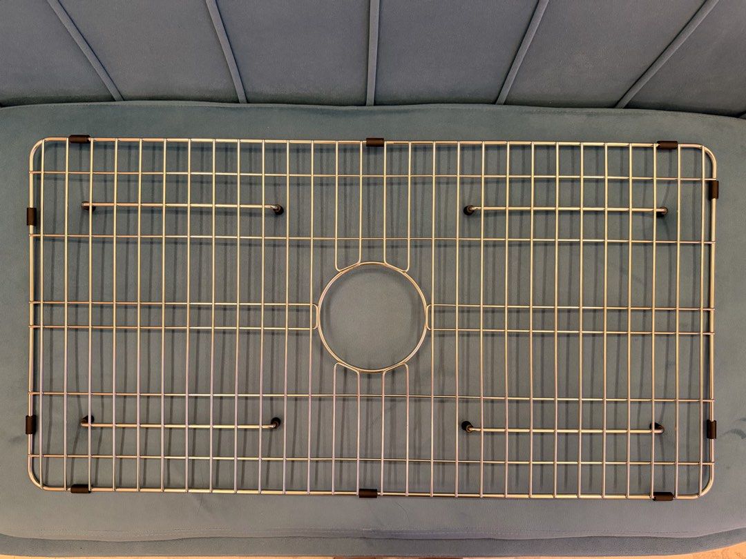 Farmhouse Sink Protector (Category: Bathroom & Kitchen Fixtures) located in Singapore. Submitted by juraimi.rafeah (Listing ID 1452645249, Image 2). Description: Selling [Brand New] - Stainless Steel Draining Rack - Dimension: 764mm x 395mm - Newly Received: 28 Jul 2026 Reason for Selling: Ordered the wrong size, too big and couldn’t fit into my farmhouse sink..