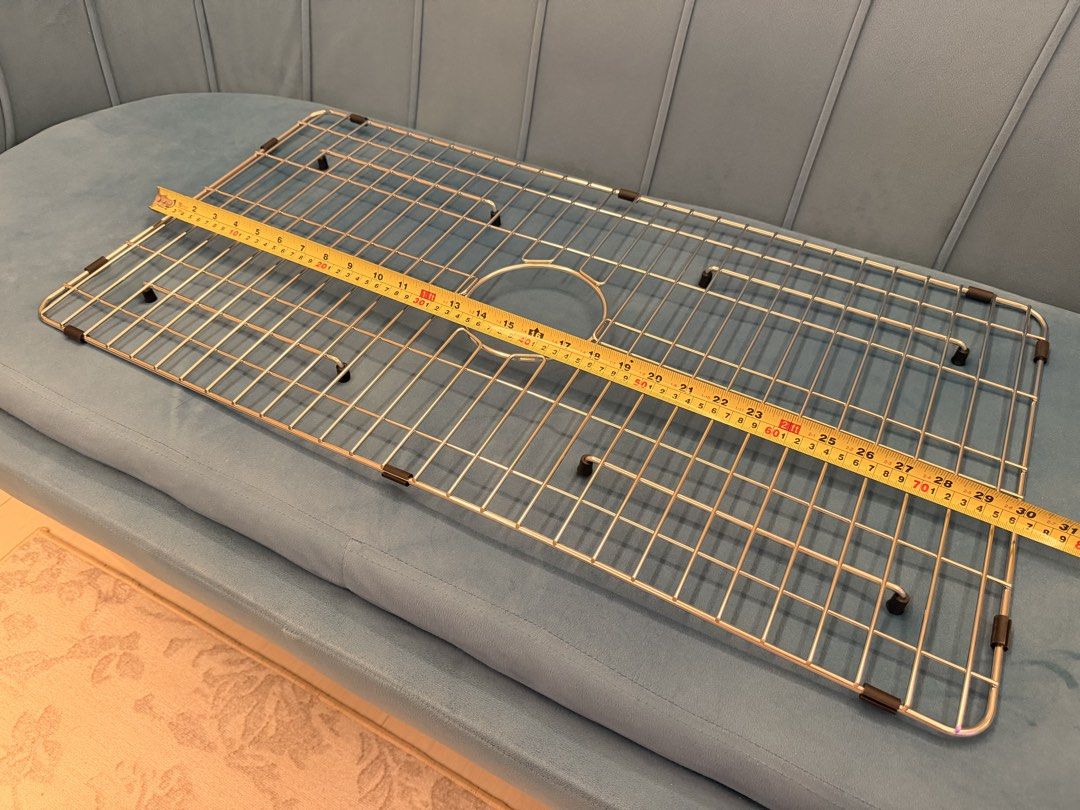 Farmhouse Sink Protector (Category: Bathroom & Kitchen Fixtures) located in Singapore. Submitted by juraimi.rafeah (Listing ID 1452645249, Image 3). Description: Selling [Brand New] - Stainless Steel Draining Rack - Dimension: 764mm x 395mm - Newly Received: 28 Jul 2026 Reason for Selling: Ordered the wrong size, too big and couldn’t fit into my farmhouse sink..