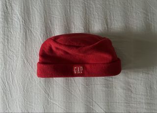 Gap plain bright red cotton wool casual retro logo beanie cap hat