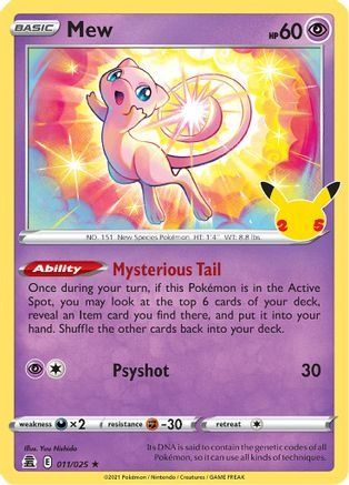 Mew Pokemon Card 011/025 Celebrations