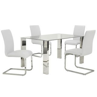 White Modern Dining Chair Set/ PU Leather Dining Chair/Home Office Study Chair/Beige Cream Accent Chair/ Small Narrow Chair/ Modern Minimalist Steel Chrome Chair/Waterproof Water Resistant PU Leather Dining Chair/Compact Chair