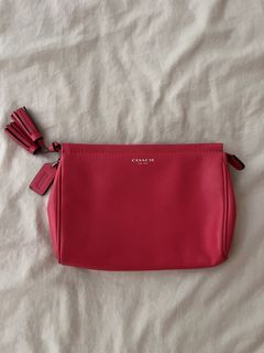 Coach Pink Leather Cosmetic Bag with Tassel
