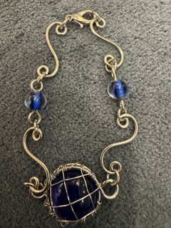 Silver Bracelet with blue glass stones