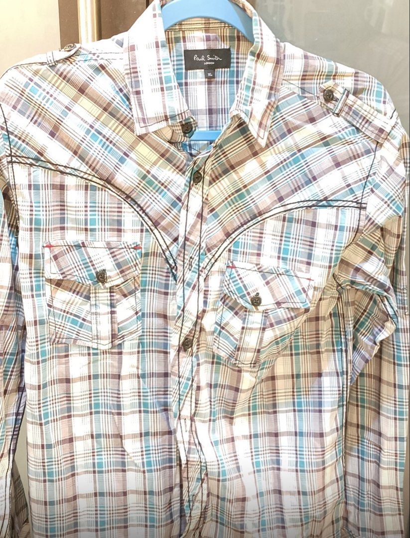 Blue Paul and Smith Shirt (Category: Shirts) located in Singapore. Submitted by exquisidenteshop (Listing ID 1447473924, Image 2). Description: Blue Paul and Smith Shirt Size L Pit to Pit 50cm.