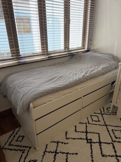 IKEA SLÄKT Bed Frame with Storage, White, 90x200cm