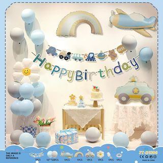 Happy Birthday Banner & Balloon Set for Kids Party
