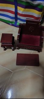 Dam toys 1/6 Wooden Miniature Throne Chair, Table, and Tray Set