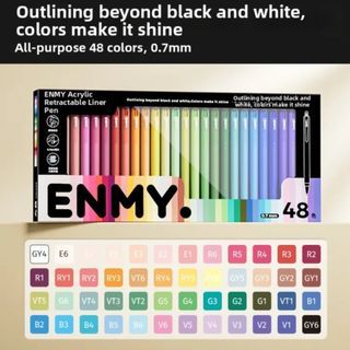ENMY POP Acrylic Fine Liners - 48 Colors 0.7mm Watercolor Art Drawing Pen