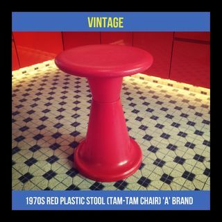 Antique/Vintage Stool - 1970s Red Plastic Stool - 'A' Brand