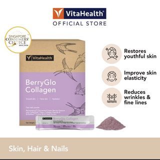 VitaHealth BerryGlo Collagen Fast Melt Powder for Skin, Hair & Nails