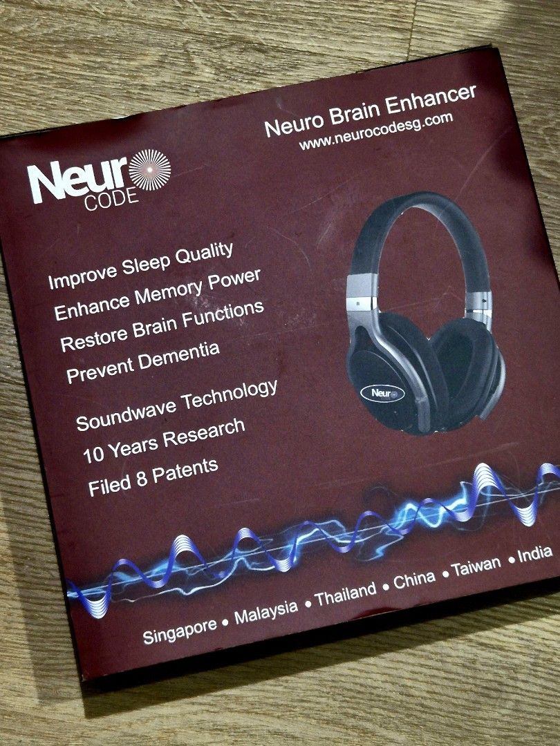 💥 $780 Award-Winning NEURO CODE Brain Enhancer Soundwaves Headphones for Brain Wellness (Category: Headphones & Headsets) located in Singapore. Submitted by gleeli (Listing ID 1448327974, Image 4). Description: - Proprietary Liscensed Award-Winning NEURO CODE Soundwave headphones - Neuro-scientific research - 8 Patents filed! - Enhances neuron connections for improved mental wellness - Aids with anxiety, depression, ADHD, and dementia - Boosts p