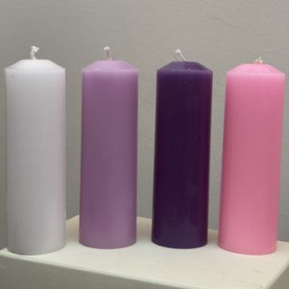 Set of 4 Pillar Candles - White, Lavender, Purple, Pink