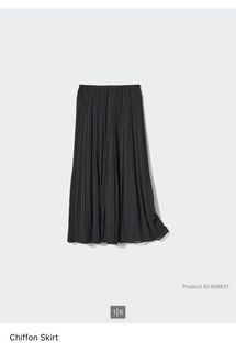 Black Chiffon Pleated Midi Skirt