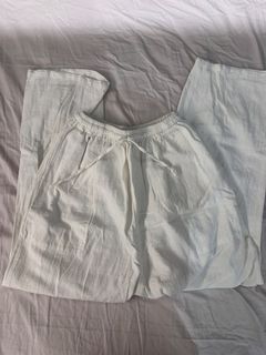 off white linen pants