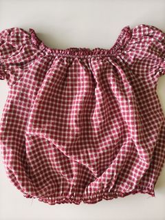 The Editor's Market Red Gingham Off-Shoulder Top Size S