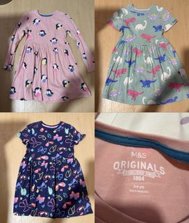 (3 for $10) Marks & Spencer M&S Originals Kids Dresses (5-6 yrs) - Penguin, Dinosaur, Butterfly Prints