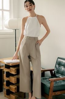 Fashmob Parsons Linen Pants in Taupe