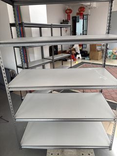 (GOOD BUY) Heavy Duty Boltless Rack Metal Shelving Angle Bar Unit with 5 Solid plywood Tiers