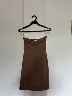 Princess Polly Brown Ruched Strapless Mini Dress
