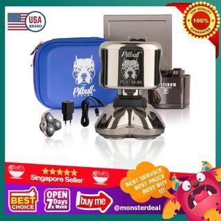 Skull Shaver Pitbull Platinum Pro Electric Head Shaver for Men with Bonus CR-3 Blade, Wet/Dry 4 Razor Hair Trimmer, 4D Rechargeable Rotary Shaver with Lithium-Ion Battery, Water Resistant Grooming Kit
