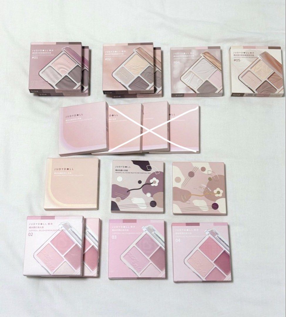 wts 100% cheapest authentic judydoll palettes - contour & highlight | eyeshadow | blush (Category: Makeup) located in Singapore. Submitted by cryste (Listing ID 1446968800, Image 1). Description: first row (contour) - $12 each second/third row (eyeshadow) - $12 each fourth row (blush) - $14 each more got disc! buy $30 for free tracked mail! - perfect as gift! 🎁 brand new and sealed! - CHEAPEST PRICE for authentic products:) - long expiry, just b