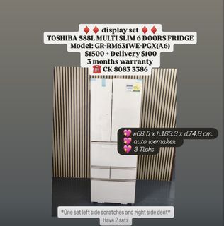 ♦️♦️ TOSHIBA 588L MULTI SLIM 6 DOORS FRIDGE Model: GR-RM631WE-PGX(A6) | display set auto icemaker (new not used) beige refrigerator ☎️ CK 8083 3386