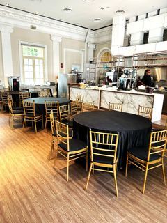 Rental table gold tiffany chair round table corporate event party wedding cushion