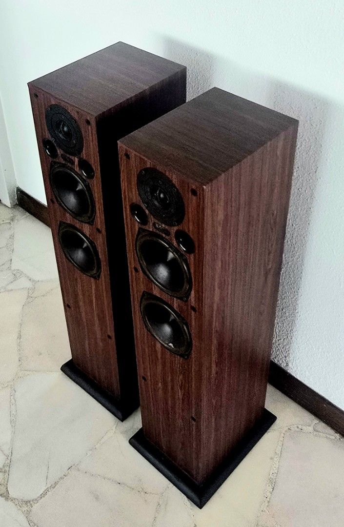 Acoustic Energy Floorstanding Speakers (Category: Soundbars, Speakers & Amplifiers) located in Singapore. Submitted by trackwise (Listing ID 1455520509, Image 1). Description: Acoustic Energy AE109 floorstanding loudspeakers, a legendary British hi-fi design Soild build and heavy weights. Pl noted 1 mid driver need form replacement caused by storage. besides its look shinny and good shape Selling cheap cheap at $150 only and sold no testing no re