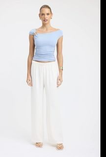 Kookai baby Blue Ruched Top with Gold Hardware