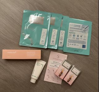 Medicube collagen glow booster serum and  Innisfree Green Tea Seed hyaluronic cream + local sg produced  hydrating sheet mask and hydrating ampoules