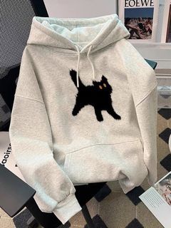 grey cat hoodie