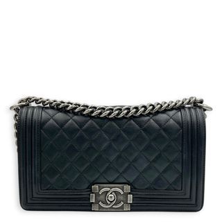 Chanel Boy Shoulder Bag Medium Black in Lambskin, Ruthenium hardware