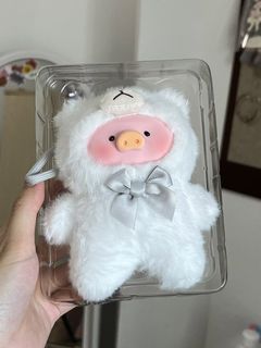 Cute White Pig Plush Toy with Bow