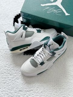 Jordan Air Jordan 4Oxidized Green Non-Slip Retro Basketball Shoes White Green