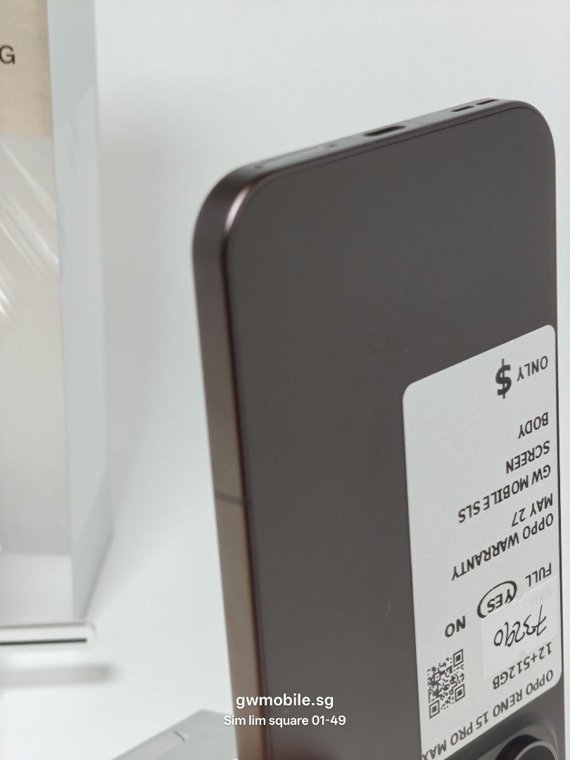 Oppo Reno 15 Pro Max 5G Dusk Brown 512GB (Category: OPPO) located in Singapore. Submitted by gwmobile.sg (Listing ID 1455753596, Image 5). Description: .